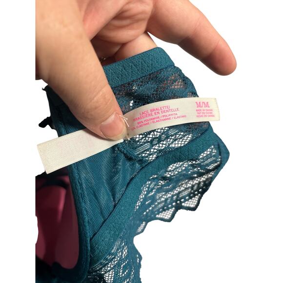 PINK Victoria's Secret Teal Lace Bralette M/M NWOT - Picture 4 of 4
